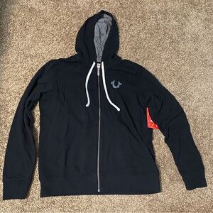 True Religion Black Zip-Up Hoodie